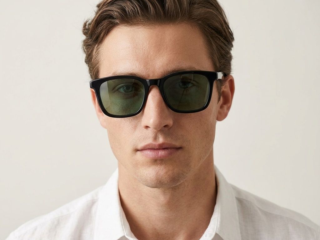Rectangular Black Acetate Sunglasses #BS522-0232