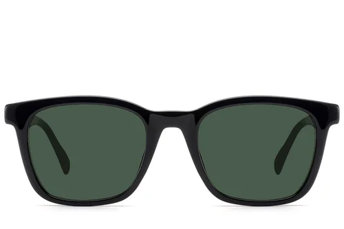 Lunettes de soleil rectangulaires en acétate noir #BS522-0232
