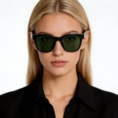 Rectangular Black Acetate Sunglasses #BS522-0232