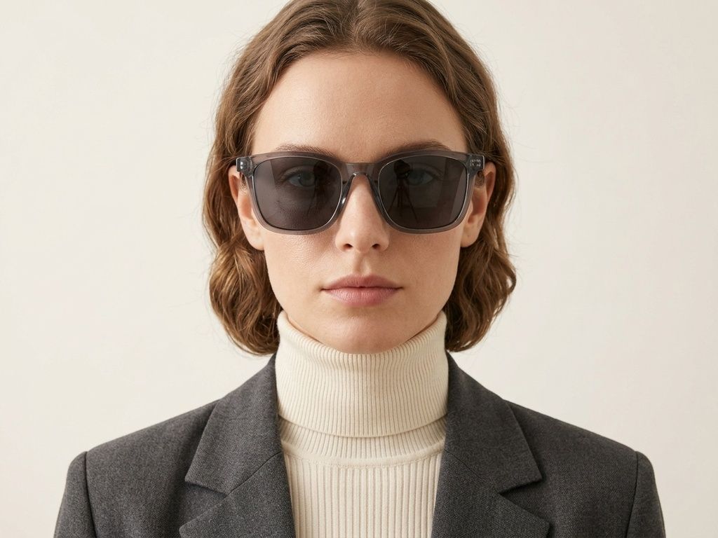 Gafas de sol rectangulares de acetato gris #BS522-0233