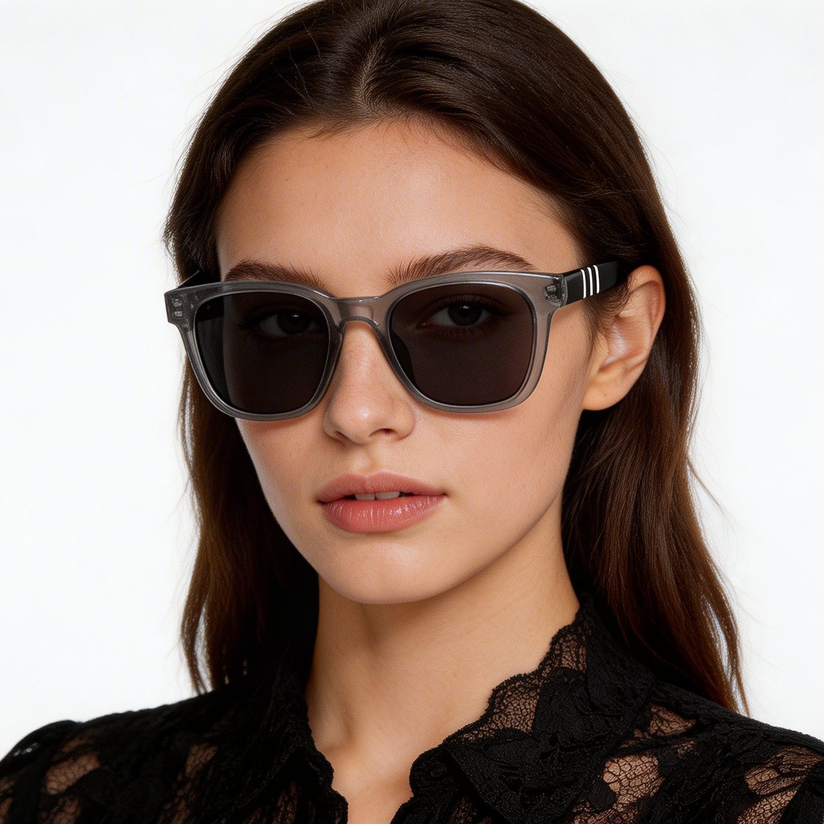 Rectangular Grey Acetate Sunglasses #BS522-0233