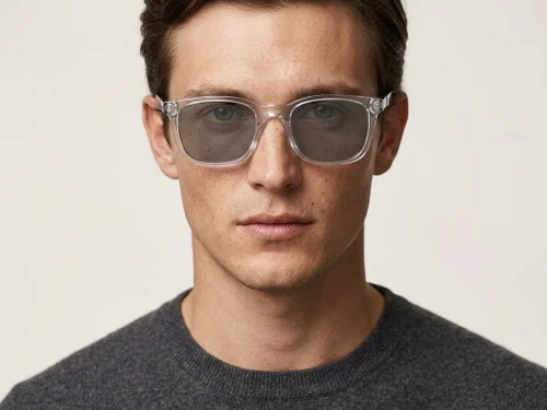 Lunettes de soleil rectangulaires en acétate transparent #BS522-0235