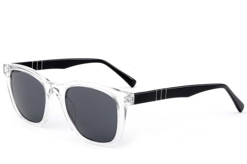 Lunettes de soleil rectangulaires en acétate transparent #BS522-0235