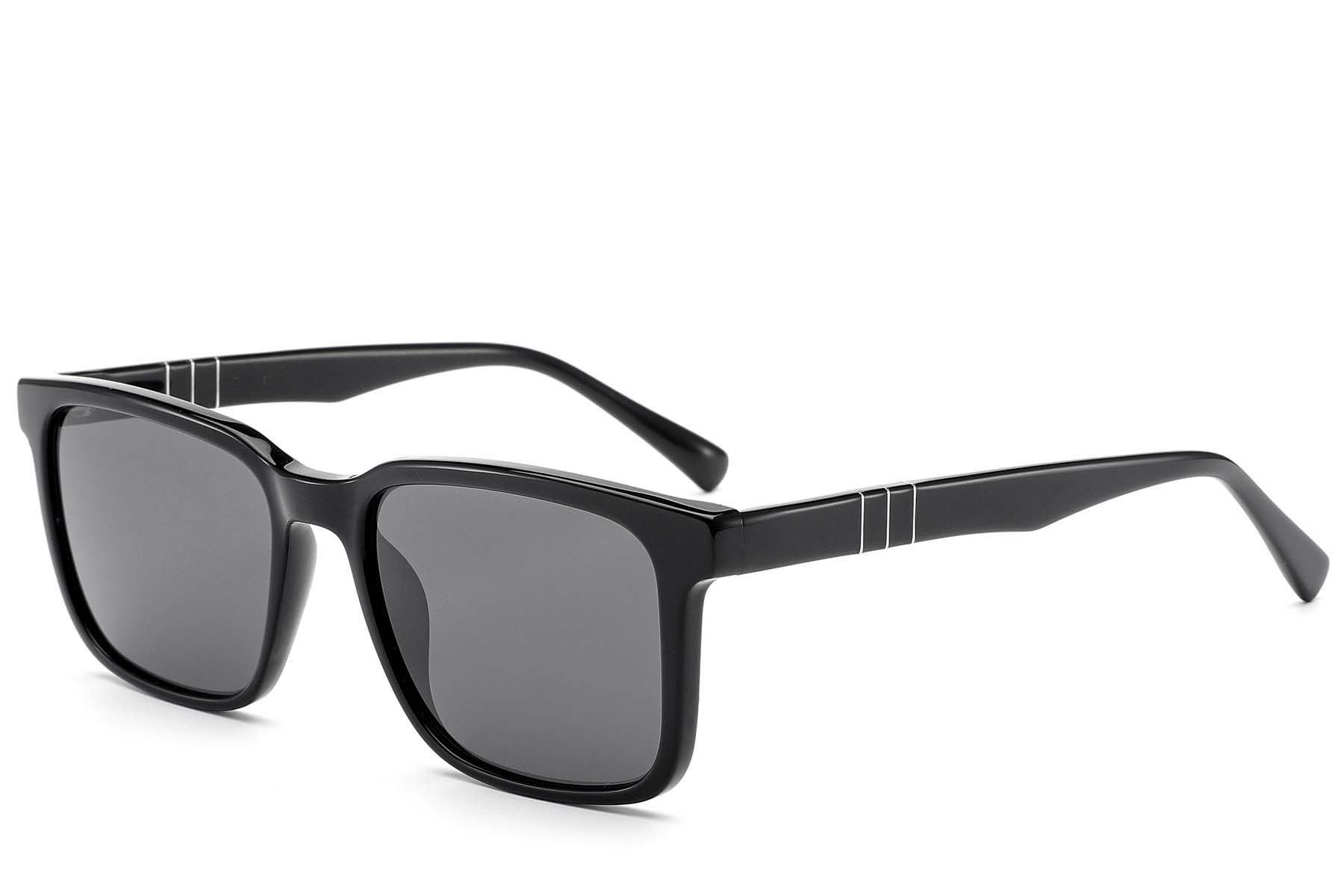 Rectangular Black Acetate Sunglasses #BS522-0236