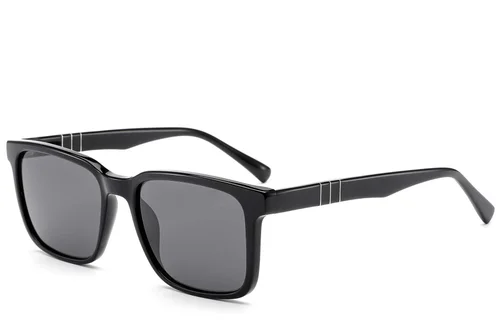 Lunettes de soleil rectangulaires en acétate noir #BS522-0236