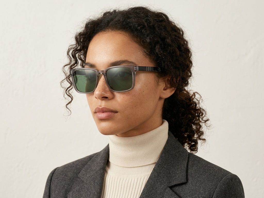 Gafas de sol rectangulares de acetato gris #BS522-0237