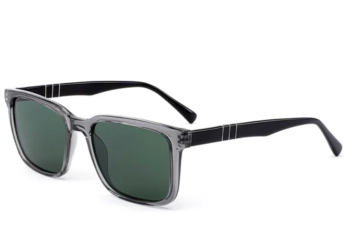 Lunettes de soleil rectangulaires en acétate gris #BS522-0237