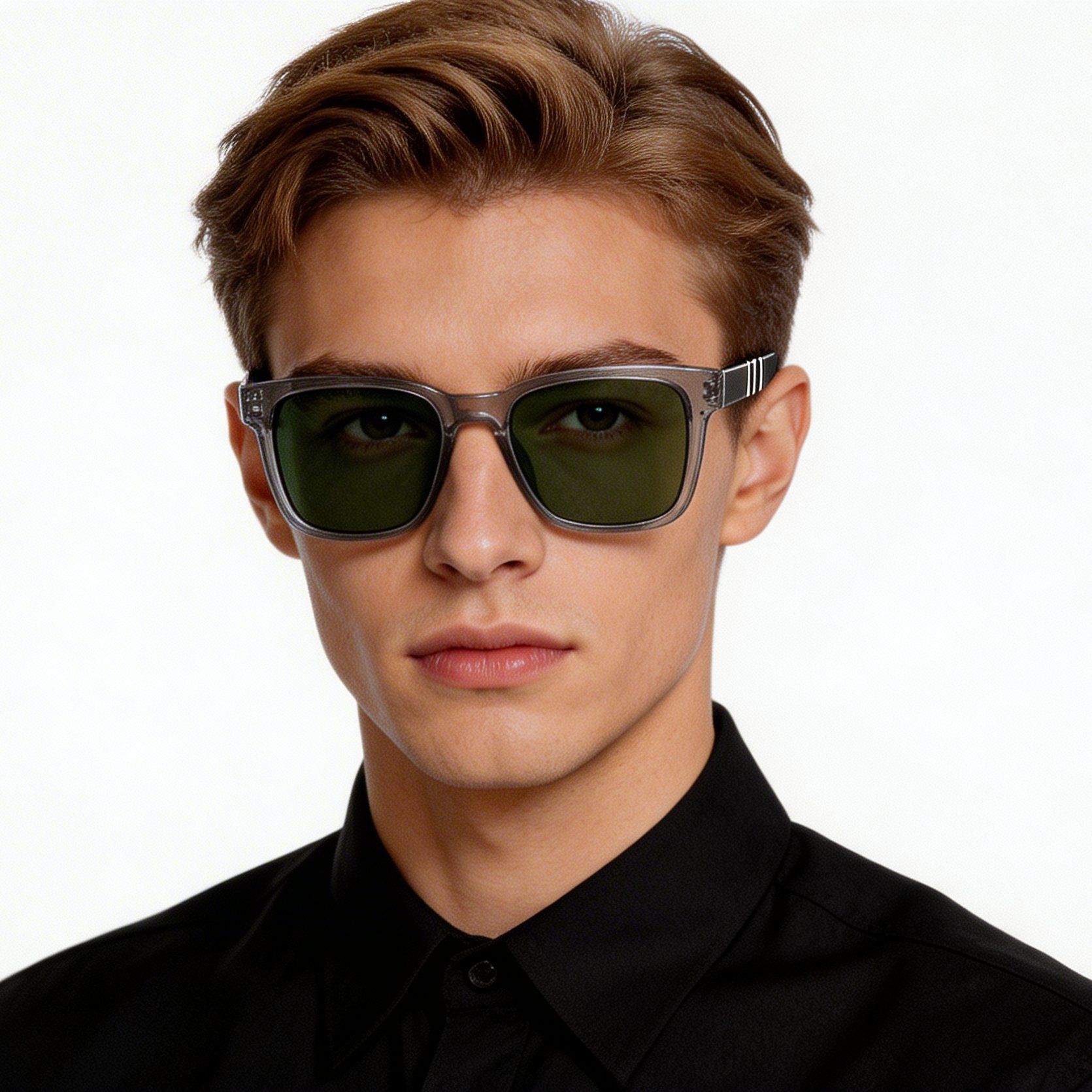 Rectangular Grey Acetate Sunglasses #BS522-0237