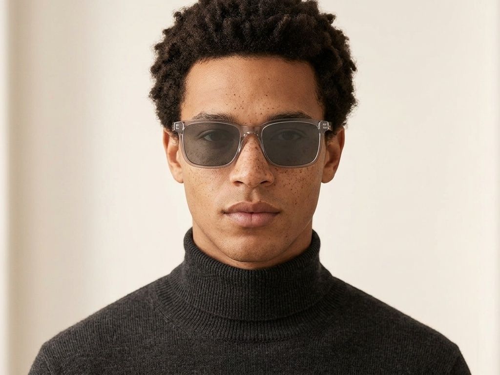 Gafas de sol rectangulares de acetato gris #BS522-0238