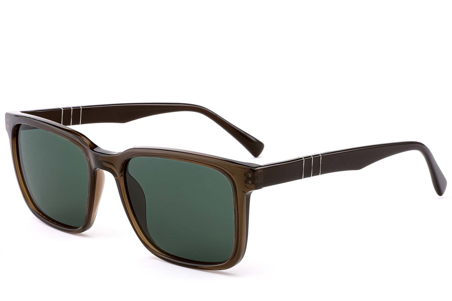 Rectangular Brown Acetate Sunglasses #BS522-0239