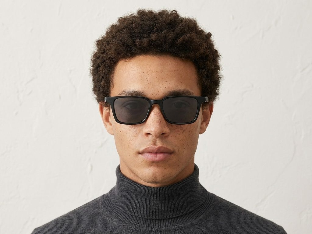 Rectangular Black Acetate Sunglasses #BS522-0240