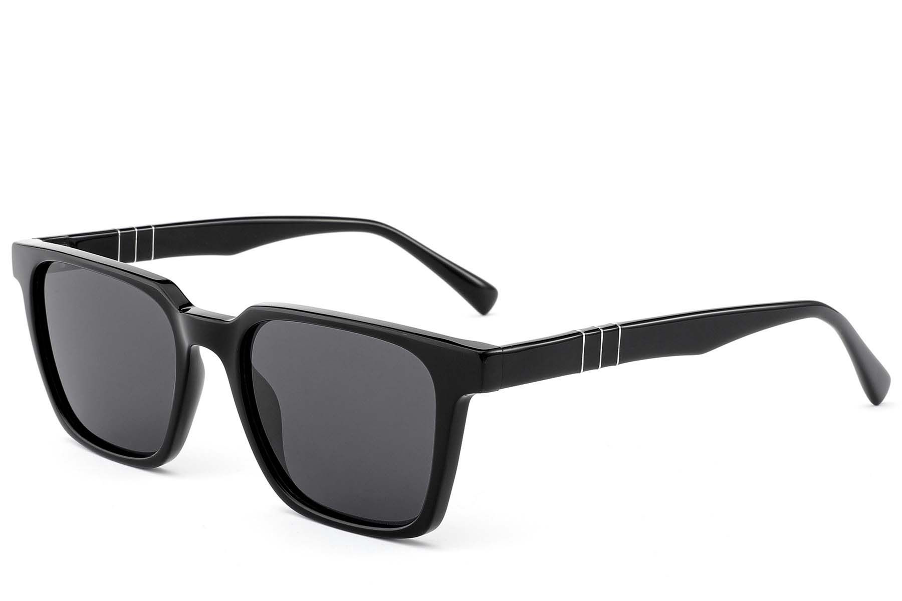 Rectangular Black Acetate Sunglasses #BS522-0240