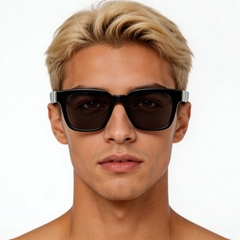 Rectangular Black Acetate Sunglasses #BS522-0240