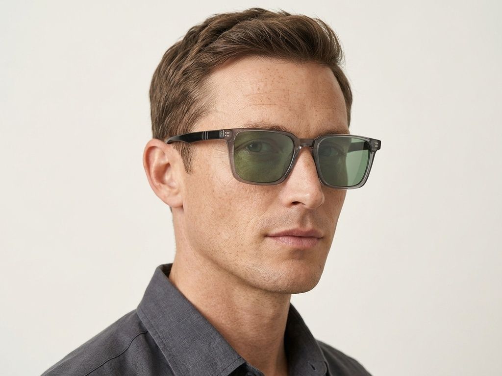 Rectangular Grey Acetate Sunglasses #BS522-0241