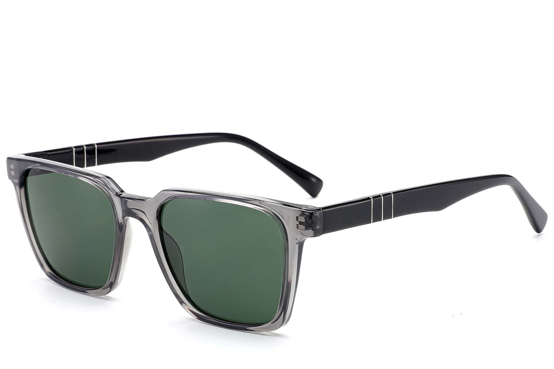 Rectangular Grey Acetate Sunglasses #BS522-0241