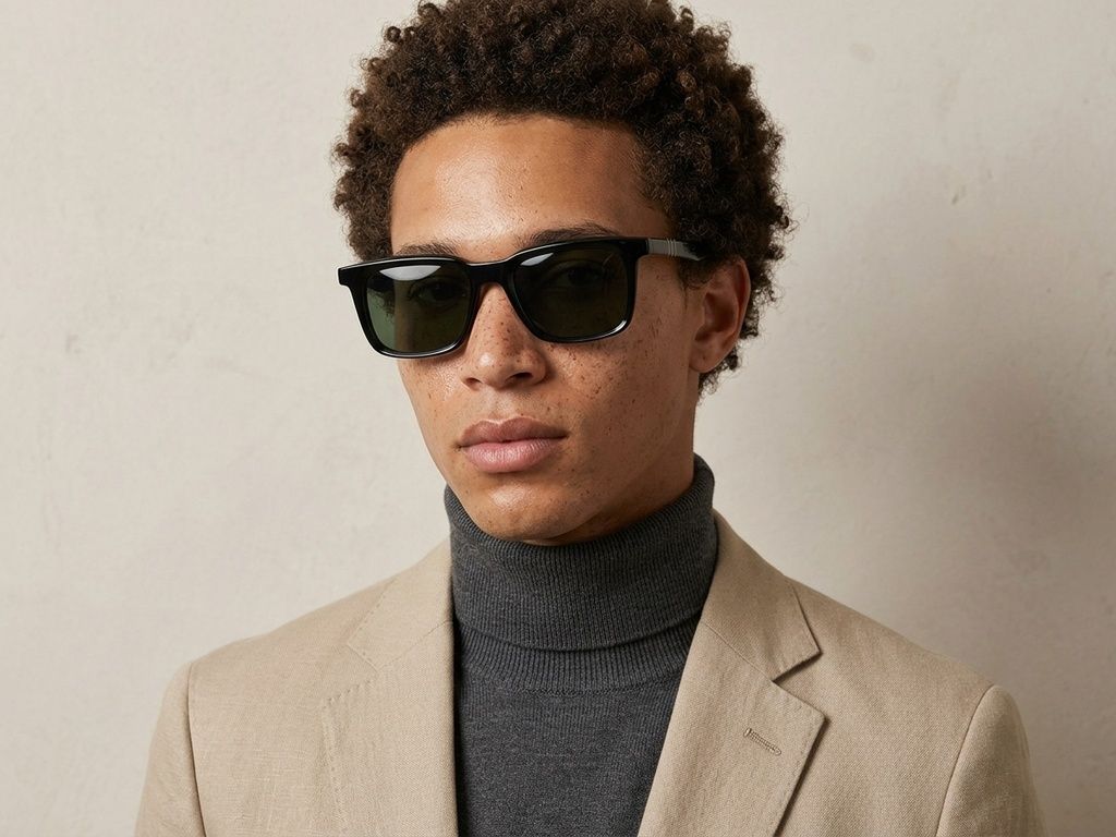 Rectangular Black Acetate Sunglasses #BS522-0244