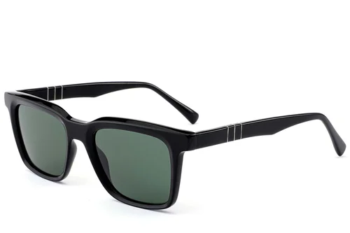 Lunettes de soleil rectangulaires en acétate noir #BS522-0244