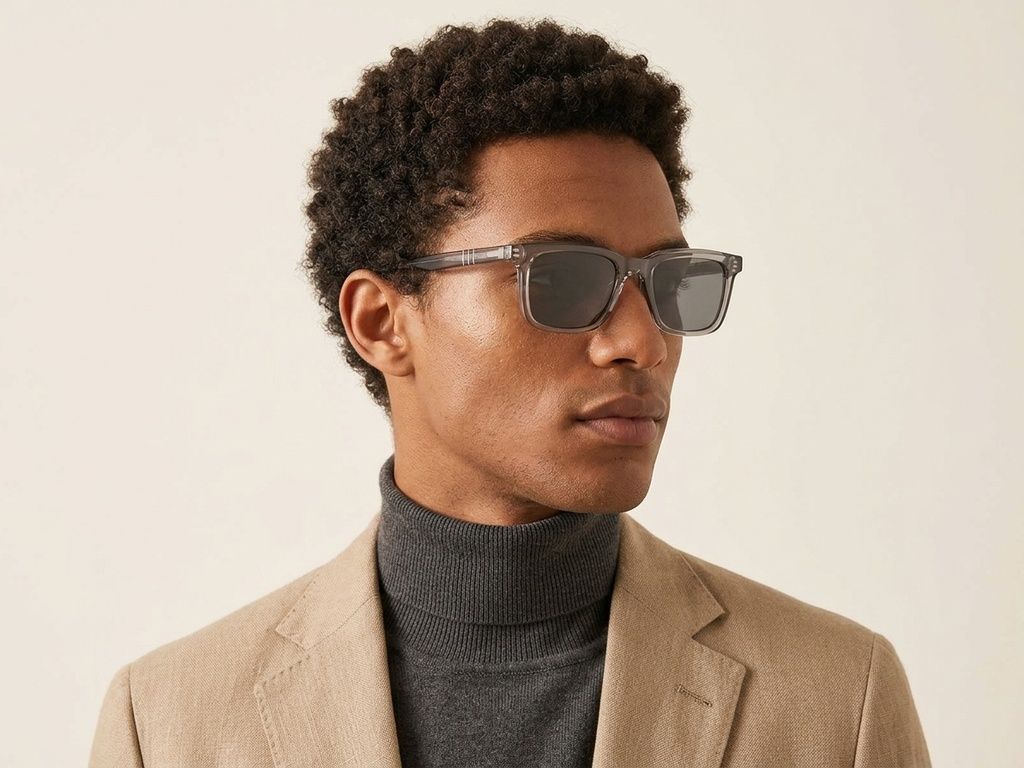Gafas de sol rectangulares de acetato gris #BS522-0245