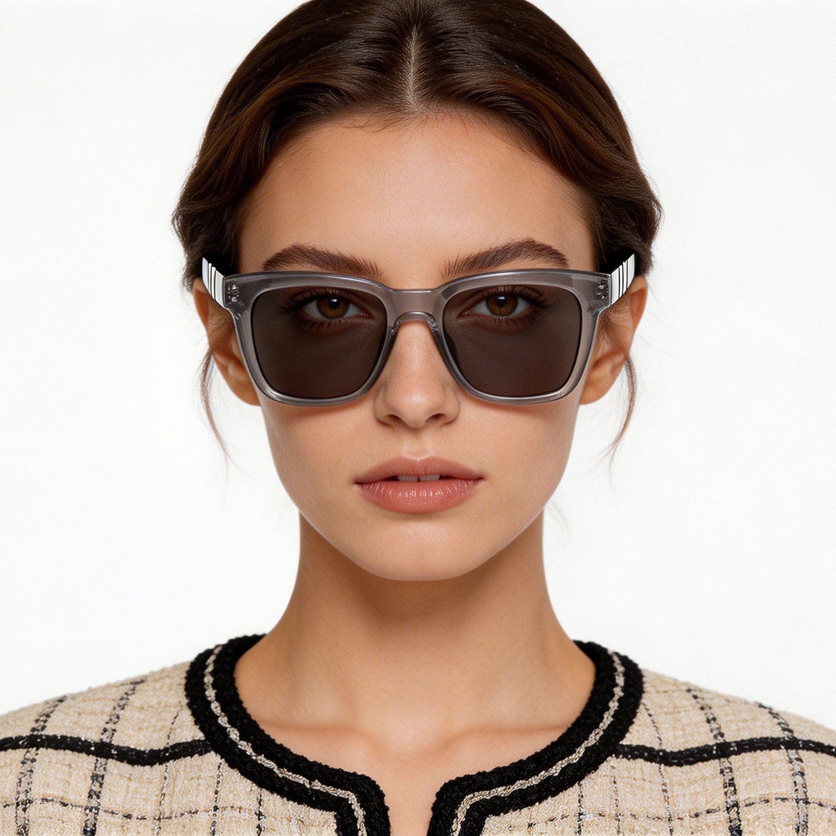 Rectangular Grey Acetate Sunglasses #BS522-0245