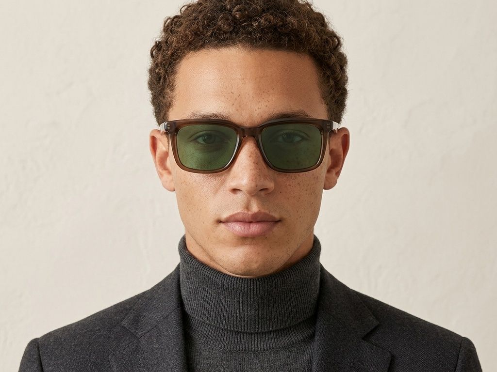 Rectangular Brown Acetate Sunglasses #BS522-0246