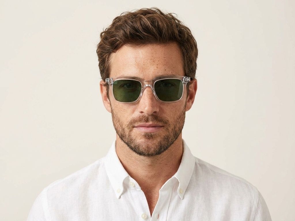 Lunettes de soleil rectangulaires en acétate transparent #BS522-0247