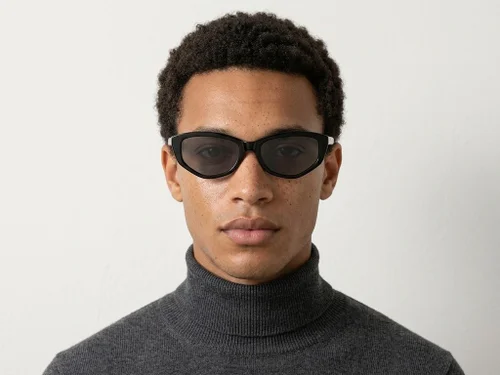 Lunettes de soleil papillon en acétate noir #BS522-0252