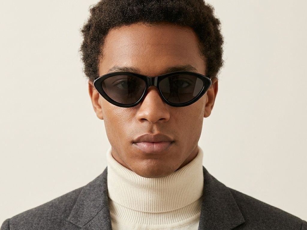 Gafas de sol de acetato negro con forma de mariposa #BS522-0256
