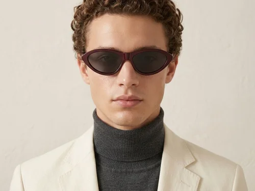 Lunettes de soleil papillon en acétate rouge #BS522-0258