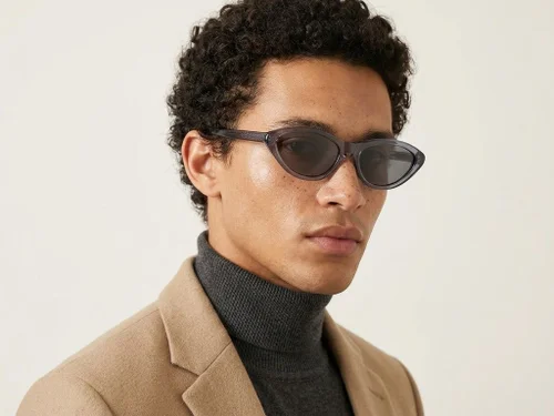 Lunettes de soleil papillon en acétate bleu #BS522-0259