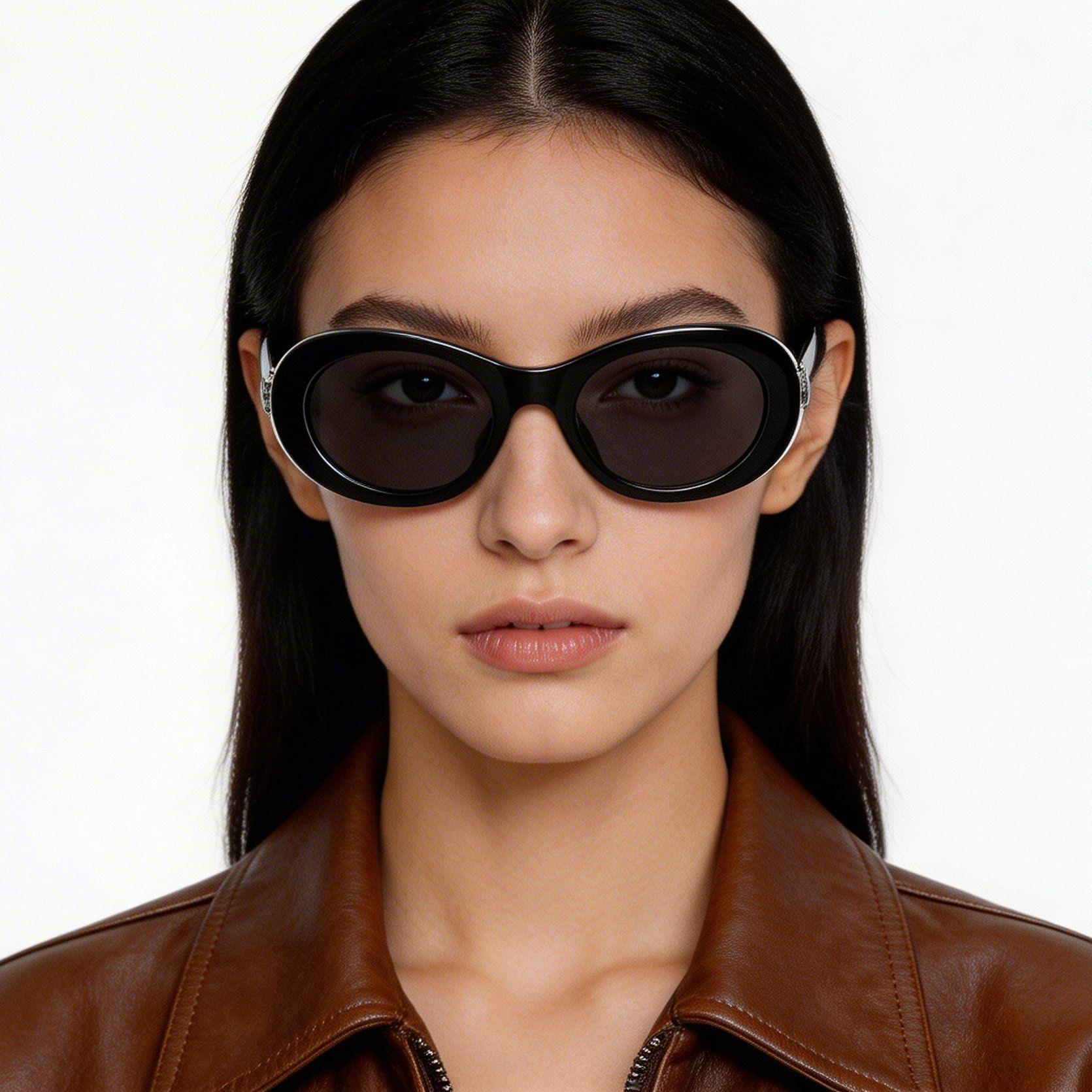 Oval Black Acetate Sunglasses #BS522-0261