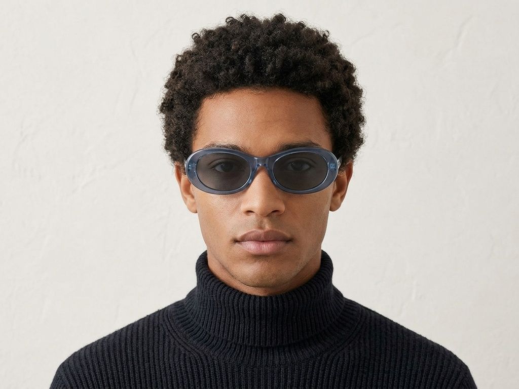 Oval Blue Acetate Sunglasses #BS522-0262