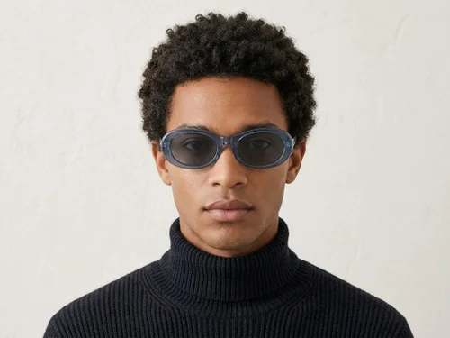 Lunettes de soleil ovales en acétate bleu #BS522-0262