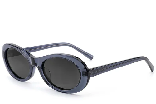 Lunettes de soleil ovales en acétate bleu #BS522-0262