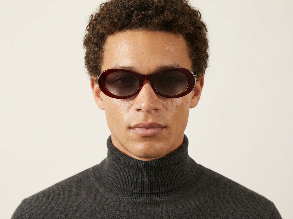 Oval Red Acetate Sunglasses #BS522-0263