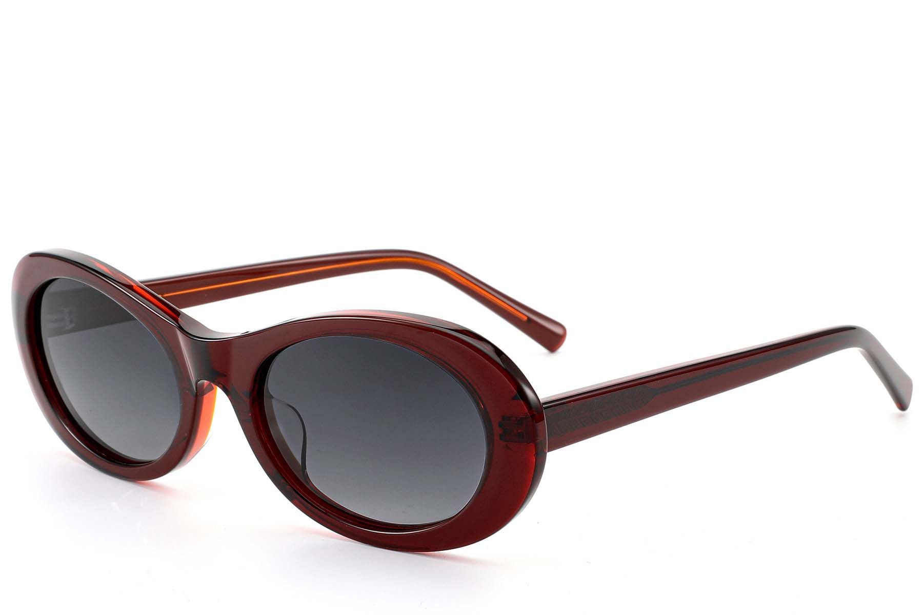 Oval Red Acetate Sunglasses #BS522-0263