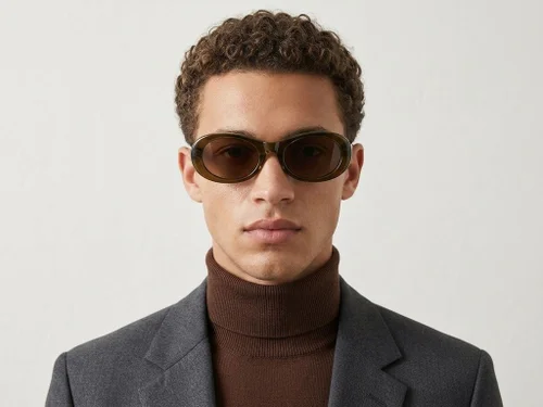 Lunettes de soleil ovales en acétate marron #BS522-0264