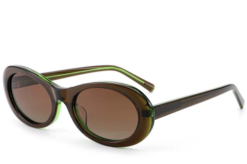 Lunettes de soleil ovales en acétate marron #BS522-0264