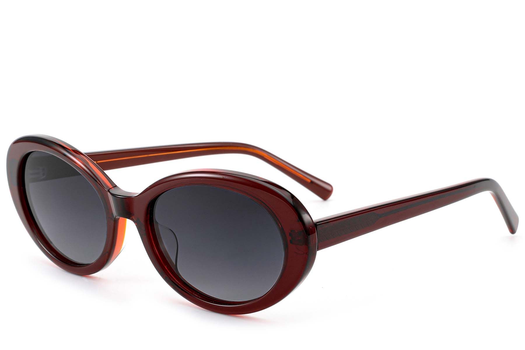 Oval Red Acetate Sunglasses #BS522-0268