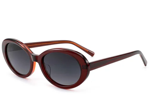 Lunettes de soleil ovales en acétate rouge #BS522-0268