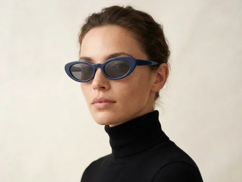 Lunettes de soleil papillon en acétate bleu #BS522-0272