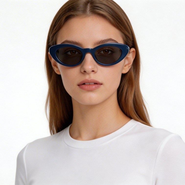 Lunettes de soleil papillon en acétate bleu #BS522-0272