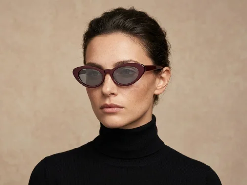 Lunettes de soleil papillon en acétate rouge #BS522-0273