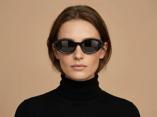 Lunettes de soleil papillon en acétate noir #BS522-0275