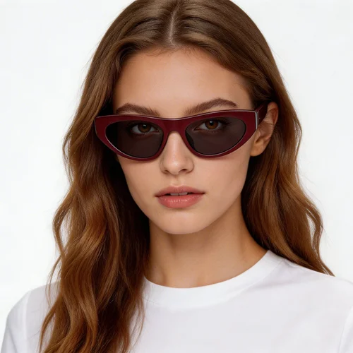 Lunettes de soleil papillon en acétate rouge #BS522-0281