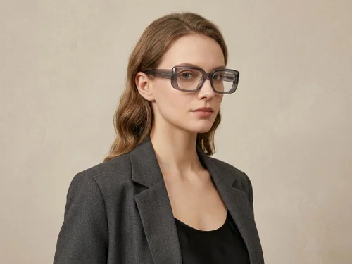 Lunettes rectangulaires en acétate gris #BS522-0284