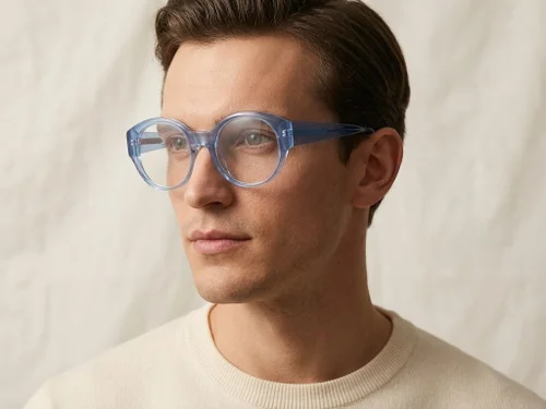 Lunettes ovales en acétate bleu #BS522-0288