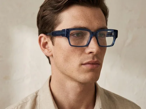 Lunettes rectangulaires en acétate bleu #BS522-0290