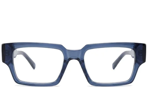 Lunettes rectangulaires en acétate bleu #BS522-0290