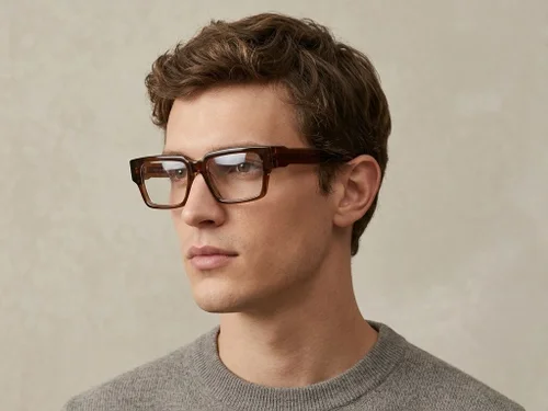Lunettes rectangulaires en acétate brun #BS522-0291