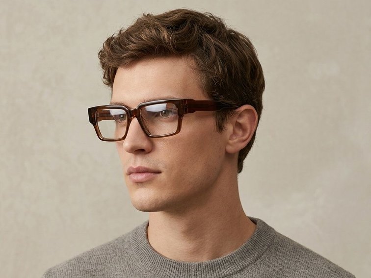 Rectangular Brown Acetate Glasses #BS522-0291